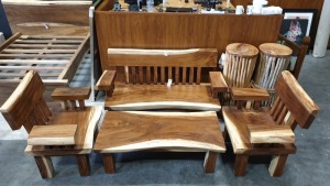 BRAND NEW SOLID SUAR WOODEN 4 PIECE KOTAK SOFA SET 150 X 60 X 85cm RRP £1650