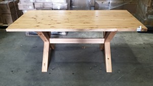 BRAND NEW BOXED SOLID WOOD BEER GARDEN/DINING TABLE - 183 X 93CM (51KG)