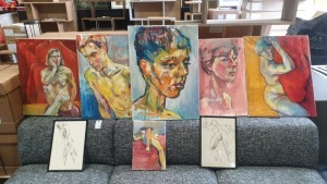 8 X VARIOUS STYLED CANVAS PAINTINGS