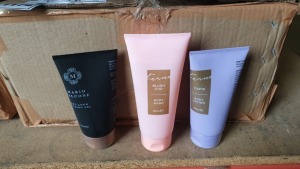 96 X ASSORTED LOT CONTAINING FERNE BLUSH OUD 200ML BODY WASH, MARIO FALCONE WET LOOK STYLING GEL (150ML) AND FERNE CAPRI 150ML BODY LOTION - IN ONE BOX