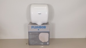 BRAND NEW PLUMBOB HIGH SPEED HAND DRYER 1.8KW - STAINLESS STEEL IN WHITE FINISH SPLASH PROOF TO IPX1 (PROD CODE 673289) - TRADE PRICE £137.46 (EXC VAT) - PICK LOOSE