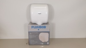 BRAND NEW PLUMBOB HIGH SPEED HAND DRYER 1.8KW - STAINLESS STEEL IN WHITE FINISH SPLASH PROOF TO IPX1 (PROD CODE 673289) - TRADE PRICE £137.46 (EXC VAT) - PICK LOOSE