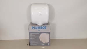 BRAND NEW PLUMBOB HIGH SPEED HAND DRYER 1.8KW - STAINLESS STEEL IN WHITE FINISH SPLASH PROOF TO IPX1 (PROD CODE 673289) - TRADE PRICE £137.46 (EXC VAT) - PICK LOOSE