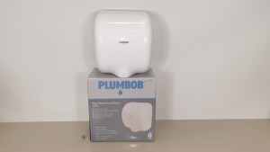 BRAND NEW PLUMBOB HIGH SPEED HAND DRYER 1.8KW - STAINLESS STEEL IN WHITE FINISH SPLASH PROOF TO IPX1 (PROD CODE 673289) - TRADE PRICE £137.46 (EXC VAT) - PICK LOOSE