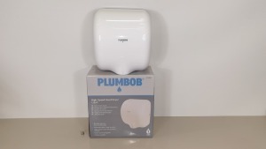 BRAND NEW PLUMBOB HIGH SPEED HAND DRYER 1.8KW - STAINLESS STEEL IN WHITE FINISH SPLASH PROOF TO IPX1 (PROD CODE 673289) - TRADE PRICE £137.46 (EXC VAT) - PICK LOOSE