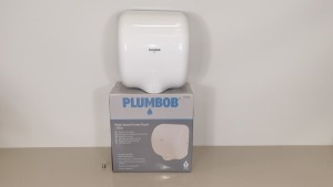 BRAND NEW PLUMBOB HIGH SPEED HAND DRYER 1.8KW - STAINLESS STEEL IN WHITE FINISH SPLASH PROOF TO IPX1 (PROD CODE 673289) - TRADE PRICE £137.46 (EXC VAT) - PICK LOOSE