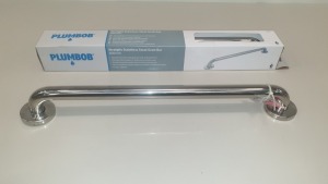 12 X BRAND NEW PLUMBOB 600MM CHROME STRAIGHT BATHROOM GRAB BAR (PROD CODE 550561) TRADE PRICE £23.22 EACH (EXC VAT) - IN 1 CARTON