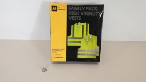 60 X AA CAR ESSENTIALS FAMILY PACK HIGH VISIBILITY VESTS, CONTAINS 2 X ADULT VEST AND 2 X CHILDRENS VEST - IN 10 BOXES