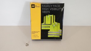 60 X AA CAR ESSENTIALS FAMILY PACK HIGH VISIBILITY VESTS, CONTAINS 2 X ADULT VEST AND 2 X CHILDRENS VEST - IN 10 BOXES