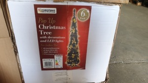 6 X BRAND NEW 6FT POP UP CHRISTMAS TREE WITH BOWS - IN 1 BOX