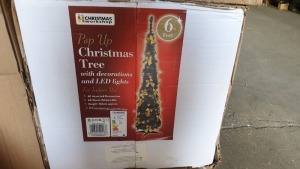 6 X BRAND NEW 6FT POP UP CHRISTMAS TREE WITH BOWS - IN 1 BOX