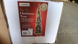 6 X BRAND NEW 6FT POP UP CHRISTMAS TREE WITH BOWS - IN 1 BOX