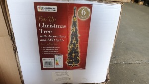 6 X BRAND NEW 6FT POP UP CHRISTMAS TREE WITH BOWS - IN 1 BOX