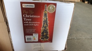 6 X BRAND NEW 6FT POP UP CHRISTMAS TREE WITH BOWS - IN 1 BOX