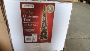 6 X BRAND NEW 6FT POP UP CHRISTMAS TREE WITH BOWS - IN 1 BOX