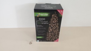 9 X BRAND NEW PREMIER 1000 LED MULTI ACTION TREE BRIGHTS, WARM WHITE LED WITH CLEAR CABLE, (25M LIT LENGTH + 10M LEAD CABLE)