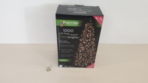 8 X BRAND NEW PREMIER 1000 LED MULTI ACTION TREE BRIGHTS, WARM WHITE LED WITH CLEAR CABLE, (25M LIT LENGTH + 10M LEAD CABLE)