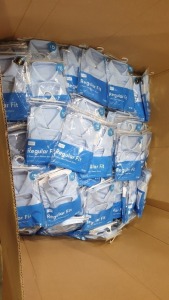 FULL PALLET OF 229 X 2 PACKS OF BRAND NEW BLUE TESCO F & F SCHOOL EASY CARE BOYS LONG SLEEVED SHIRTS (TOTAL RRP £1,145.00) SIZE 13-14 YEARS (NOTE PALLET JACKET NOT INCLUDED)