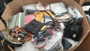 FULL PALLET OF APPROX 330 X BRAND NEW BAGS IE SHOULDER BAGS, CLUTCH BAGS, HANDBAGS AND BACKPACKS IN VARIOUS STYLES AND SIZES