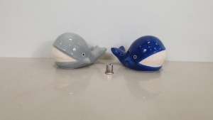 1320 X 2 ASSORTED PORCELAIN WHALE ORNAMENTS ON A FULL PALLET - 55 CARTONS X 24