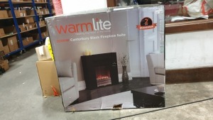 BRAND NEW WARMLITE 200W CANTERBURY BLACK FIREPLACE SUITE - WN635