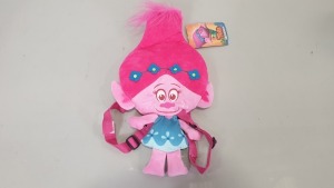 60 X BRAND NEW TROLLS POPPY HEAD PLUSH BACKPACKS - IN 5 CARTONS