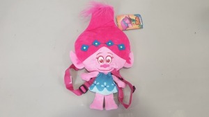 60 X BRAND NEW TROLLS POPPY HEAD PLUSH BACKPACKS - IN 5 CARTONS