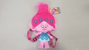 60 X BRAND NEW TROLLS POPPY HEAD PLUSH BACKPACKS - IN 5 CARTONS