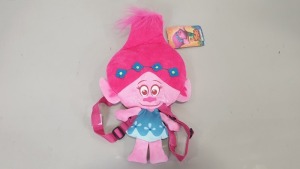 60 X BRAND NEW TROLLS POPPY HEAD PLUSH BACKPACKS - IN 5 CARTONS