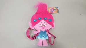 60 X BRAND NEW TROLLS POPPY HEAD PLUSH BACKPACKS - IN 5 CARTONS