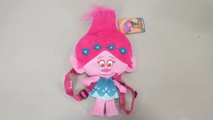 60 X BRAND NEW TROLLS POPPY HEAD PLUSH BACKPACKS - IN 5 CARTONS