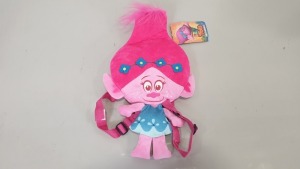 60 X BRAND NEW TROLLS POPPY HEAD PLUSH BACKPACKS - IN 5 CARTONS