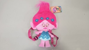 60 X BRAND NEW TROLLS POPPY HEAD PLUSH BACKPACKS - IN 5 CARTONS