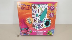 72 X BRAND NEW TROLLS GUY DIAMOND COLOUR YOUR OWN VELVET SPEAKERS - IN 3 CARTONS