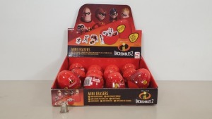 288 X BRAND NEW INCREDIBLES 2 MINI ERASERS - IN DISPLAY BOX - IN 4 CARTONS