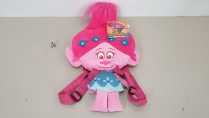 60 X BRANCH NEW TROLLS BRANCH HEAD PLUSH BACKPACK - IN 5 CARTONS