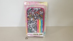 154 X BRAND NEW JUST MY STYLE DOODLE PENCIL CASE WITH 3 PENS - IN 11 CARTONS