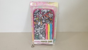 154 X BRAND NEW JUST MY STYLE DOODLE PENCIL CASE WITH 3 PENS - IN 11 CARTONS