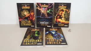 60 X BRAND NEW PACKS OF 5 MARVEL AVENGERS INFINITY WAR PAPERBACK NOVELS IN 15 CARTONS