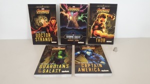 60 X BRAND NEW PACKS OF 5 MARVEL AVENGERS INFINITY WAR PAPERBACK NOVELS IN 15 CARTONS