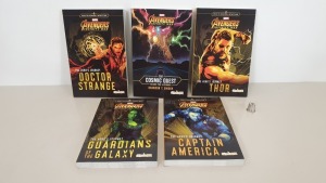 60 X BRAND NEW PACKS OF 5 MARVEL AVENGERS INFINITY WAR PAPERBACK NOVELS IN 15 CARTONS