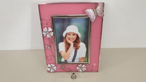 60 X BRAND NEW GLASS DECORATIVE PICTURE FRAME (4"X6" PICTURE)- IN 5 BOXES