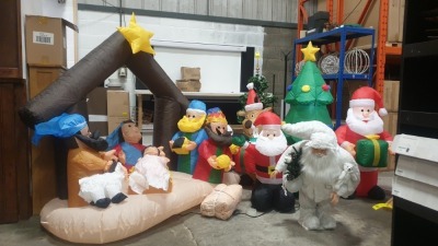 5 X VARIOUS BRAND NEW PREMIER INFLATABLE CHRISTMAS CHARACTER SCENES I.E NATIVITY SET, CHRISTMAS TREE AND SNOWMAN ETC