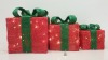 12 X SETS OF 3 LIGHT UP LED CHRISTMAS PRESENTS - GREEN & RED - IN 12 BOXES