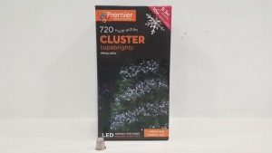 10 X BRAND NEW PREMIER DECS 720 X MULTI ACTION CLUSTER SUPABRIGHTS WHITE LEDS - 9.3M LIT LENGTH PLUS 10M LEAD CABLE- IN 10 BOXES