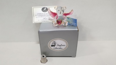 90 X BRAND NEW MAYFLOWER COLLECTABLES JULY'S GLASS SCULPTURED BIRTHSTONE BEAR IN 2 BOXES