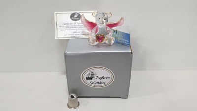 90 X BRAND NEW MAYFLOWER COLLECTABLES JULY'S GLASS SCULPTURED BIRTHSTONE BEAR IN 2 BOXES