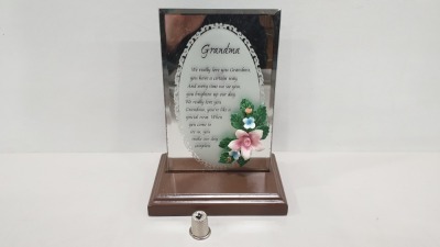120 X BRAND NEW MAYFLOWER COLLECTABLES GLASS GRANDMA MESSAGE PLAQUES - IN 5 BOXES