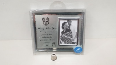 144 X BRAND NEW THE MAYFLOWER COLLECTION GLASS ANNIVERSARY FRAME 'SILVER YEARS' IN 3 BOXES