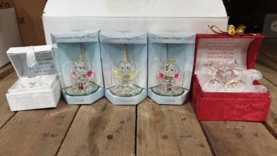 228 X ASSORTED BRAND NEW MAYFLOWER COLLECTABLES I.E 48 X 22KT AUGUST ANGEL BEAR 48 X 22KT JULY ANGEL BEAR 96 X ANGEL PRAYER BOX 36 X JINGLE BELLS MUSIC BOXES